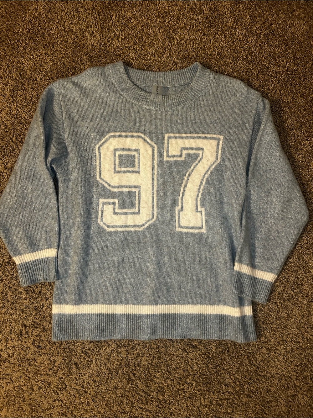 Light Blue Knit Oversized Sweater by AS Revival
